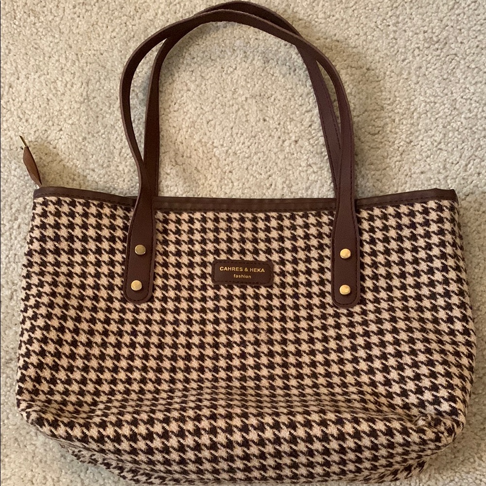 Cahres & Heka Brown Houndstooth Women's Shoulder/Tote Bag